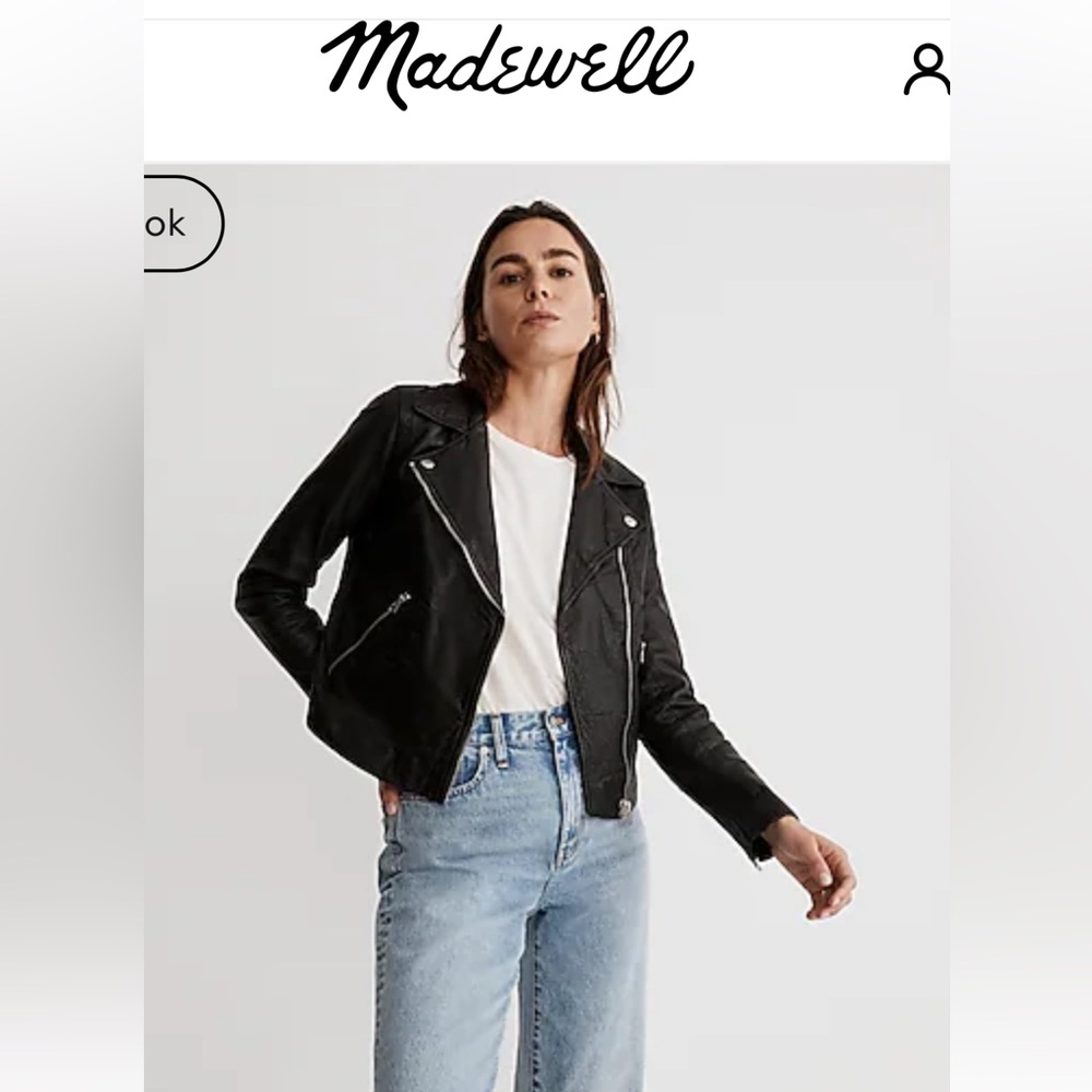 Women’s Madewell Washed leather motorcycle jacket..